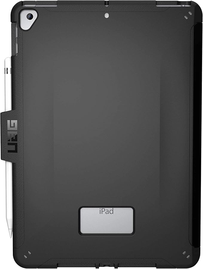 URBAN ARMOR GEAR UAG Designed for iPad 10.2 Case Black 9th Generation 2021 &amp 8th Gen 2020 w/Hand Strap Thin Slim Military Drop Tested Durable Protective Cover w/Stylus &amp Pencil Holder Scout S