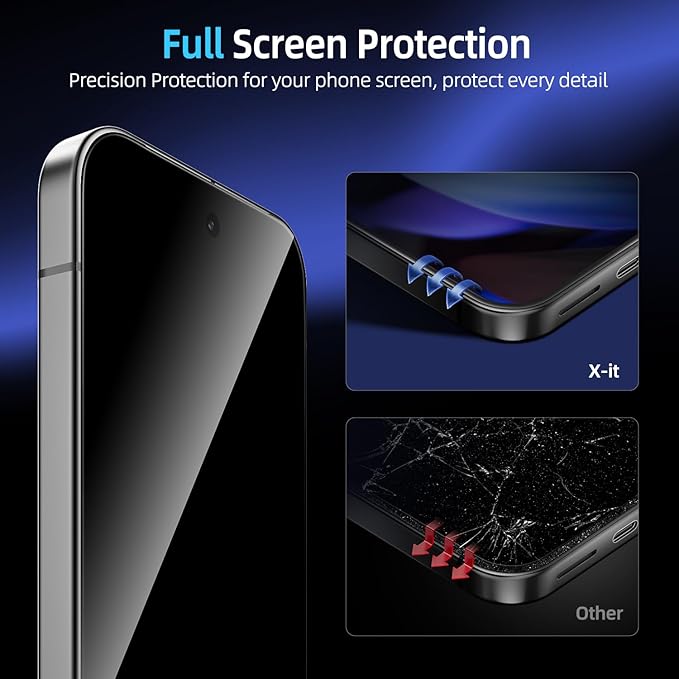 X-it for Google Pixel 9 Pro Screen Protector Privacy [Auto Alignment/Dust Removal]Bubble-Free[100% Fingerprint Unlock] Easy Installation Full Coverage [Phone Case Friendly] Anti-Spy [Non-Glass] 2 Pa