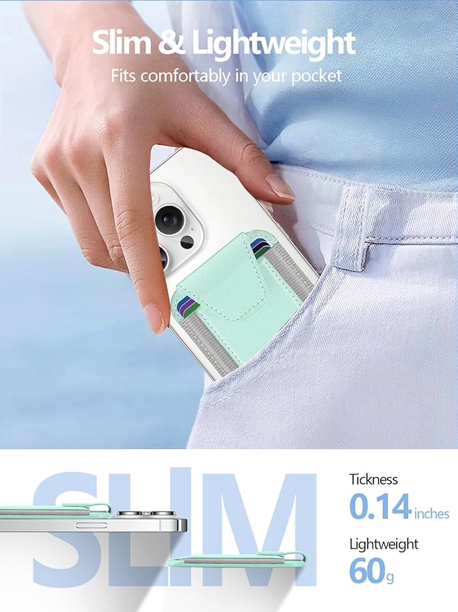 Miroddi for MagSafe Wallet with Privacy Flap Strongest Magnetic Card Holder for iPhone 17 iPhone 16/15/14/13/12 Series Detachable Leather Magnetic Phone Wallet RFID Blocking Fit 7 Cards Green
