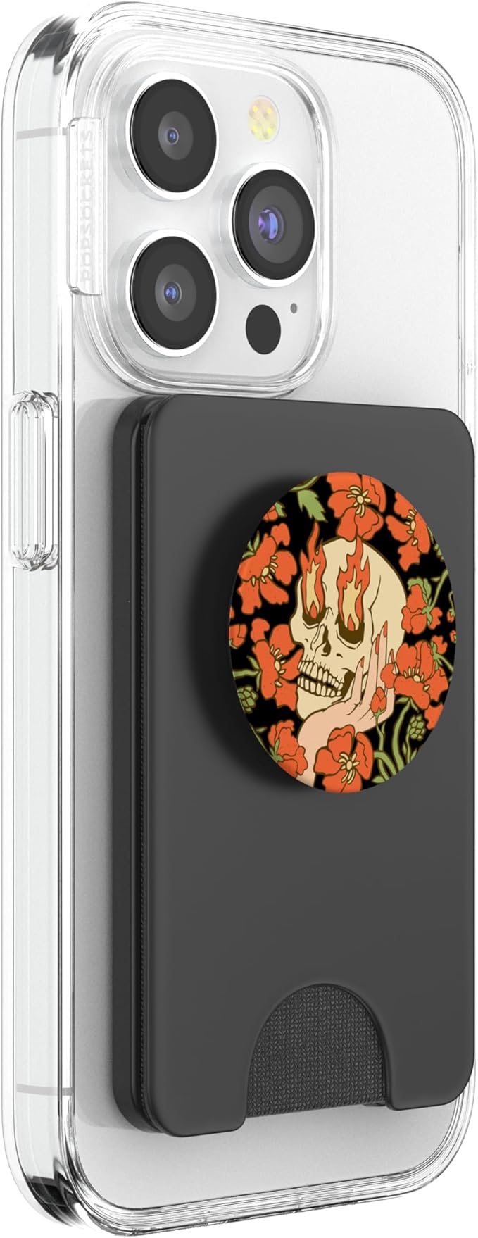 PopSockets Skull &amp Goth Phone Grip &amp Stand - Skull Flowers PopSockets PopWallet for MagSafe