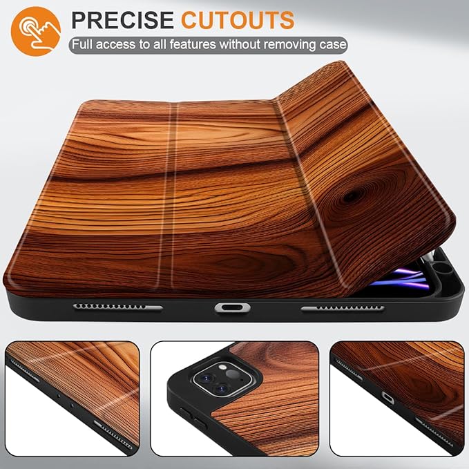 MEEgoodo for iPad Pro 12.9 Case M2 6th/5th/4th/3rd Generation 2022 2021 2020 2018 with Pencil Holder Tablet Cover with Soft TPU Back Shell Tree Rings