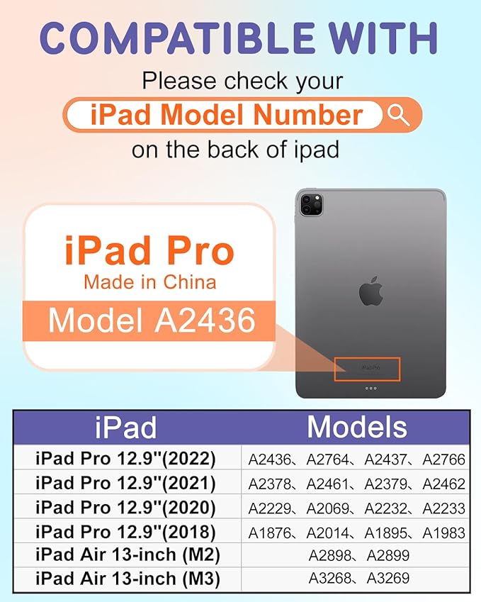 for iPad Air 13 Inch M2/M3 Pro 12.9 Case - Girls Cute Boys Women Folio Cover Pencil Holder Graffiti Cool Design Funny Fun for iPad Air 13 2024 2025 Cases for Apple Pro 12.9 inch 6/5/4/3 gen
