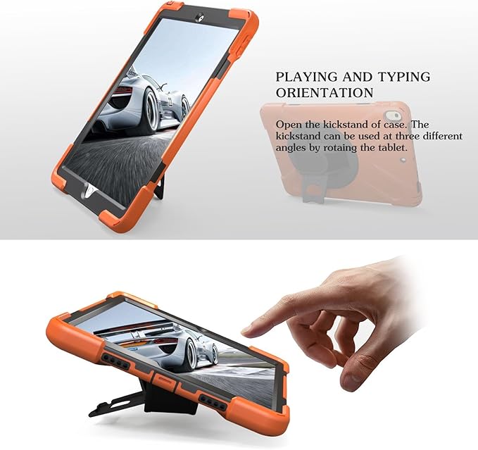 iPad Air Cases 1st Gen 9.7 Inch 2013 | TSQ iPad Air First Generation Case Triple Layer High Impact Absorbing Corner Protection Case w/Stand Hand Shoulder Belt for Boys Gilrl for iPad Air 1 Orange