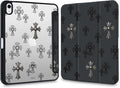 Y2k Printed Case for iPad Air 13 (M3) 2025/ (M2) 2024 Metal Gothic Cross Clear Hard Back Hybrid Casewith Pencil Holder Trifold Stand Slim Tablet Cover for Girls Women