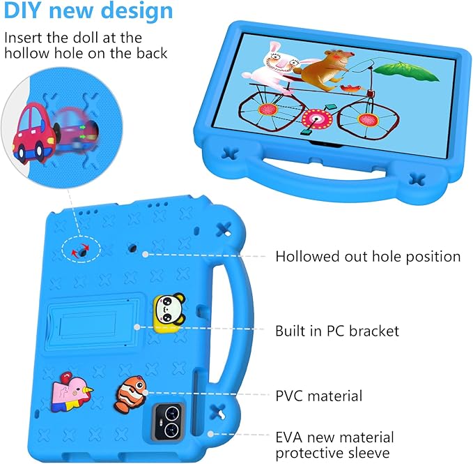 for Revvl Tab 2 Case (2025) EVA Shockproof Tablet Cover with Stand Handle Shoulder Strapfor Tmobile Revvl Tab 2 Tablet Case 10.1'' Blue
