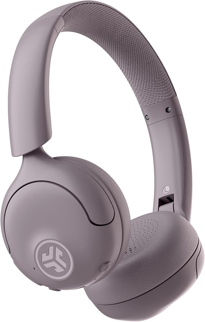 JLab Go Lux ANC Wireless Headphones Mauve Hybrid Active Noise Cancelling Premium On-Ear Bluetooth Headset Customizable Sound Be Aware Mode Cloud Foam Comfort Multipoint Connection