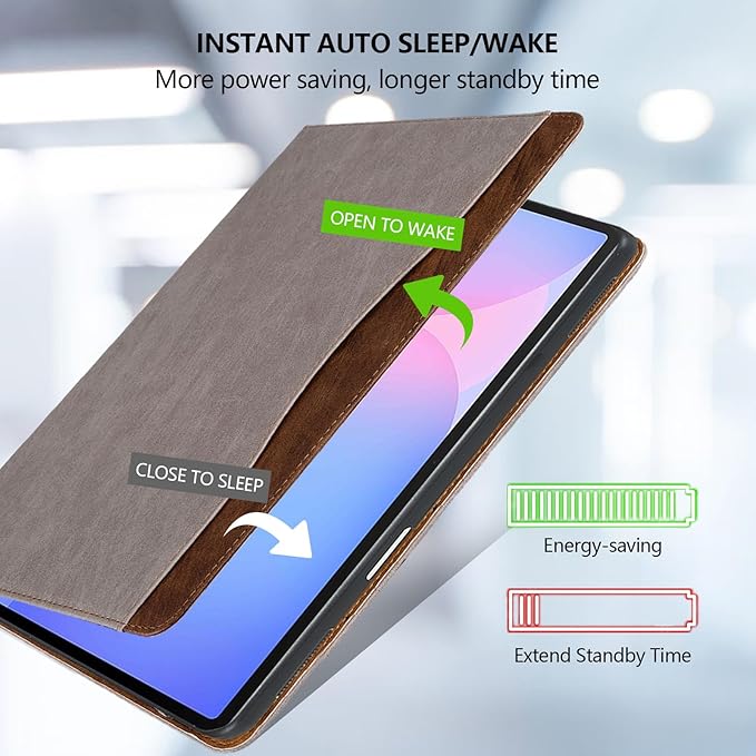 Case for Samsung Galaxy Tab S10 FE Plus 13.1 Inch 2025 (SM-X620/SM-X626B) Smart Cover with Pocket &amp Pencil Holder Business PU Leather with Card Slot Khaki