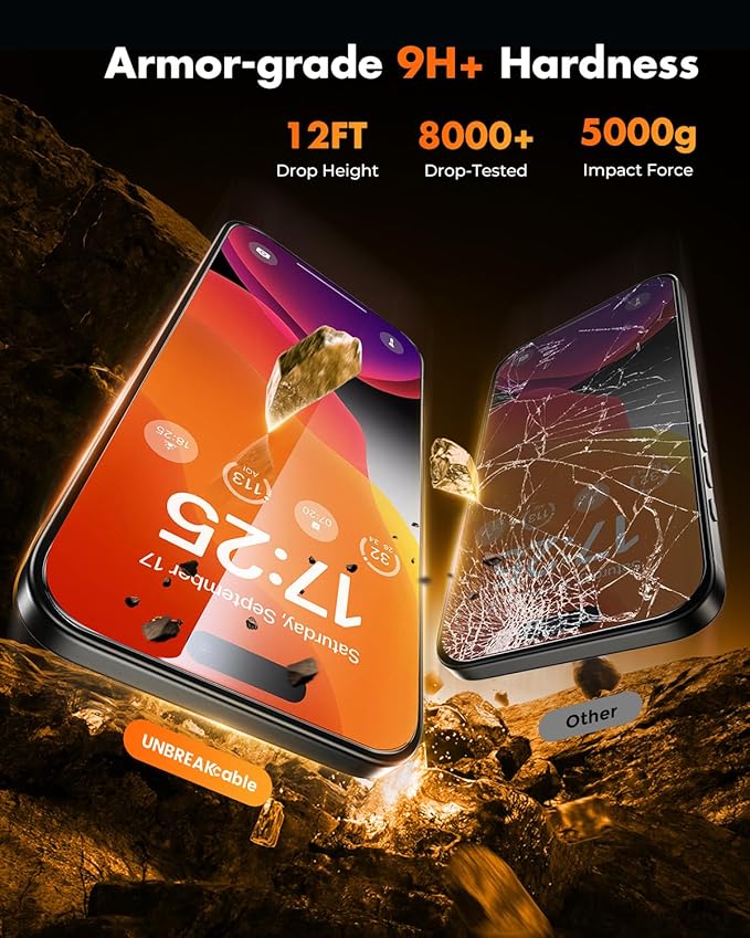 UNBREAKcable for iPhone 15 Screen Protector [Quick-Installation Box] 3-Pack 9H+ Hardness Shatterproof Tempered Glass [99.99% HD Clear] [Case Friendly] [Bubble Free] for iPhone 15 6.1
