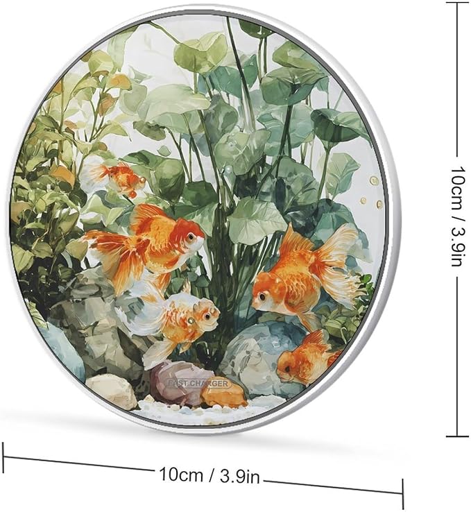 Aquarium Life Fast Portable Charger 10W Funny Graphic Phone Charging Pad with USB Cable