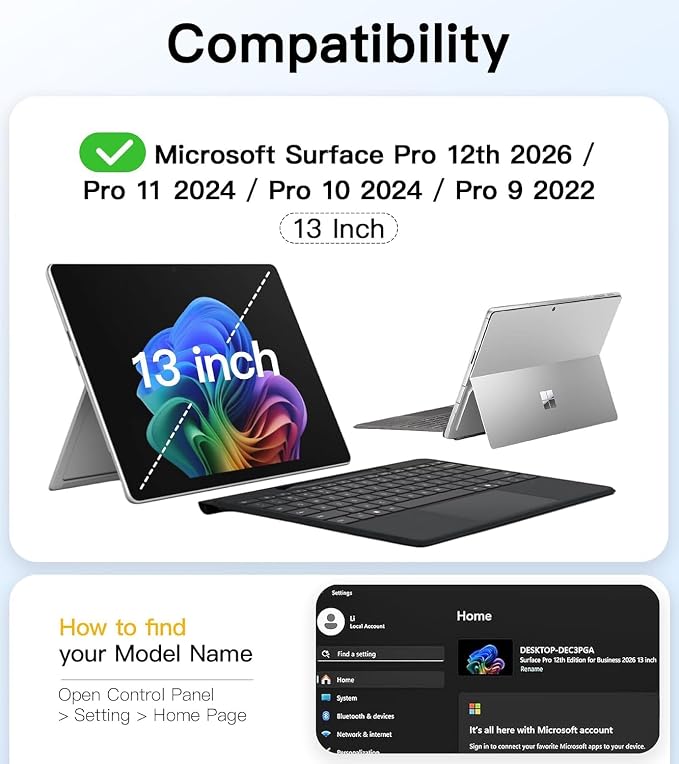 Surface Pro 11/10/9 Keyboard Case-Black