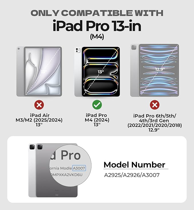Dexnor for iPad Pro 13 inch Case M4 2024 Rugged Protective Case with 360° Rotating Hand Strap &amp Large Steady Stand &amp Screen Protector &amp Pencil Holder Shockproof Full-Body Bumper CoverBla