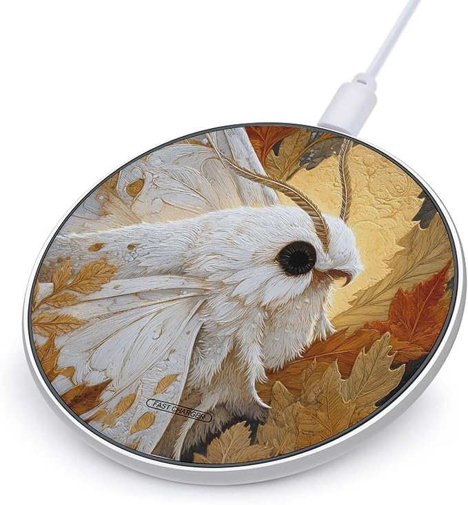 Moth Maple Leaves Fast Portable Charger 10W Funny Graphic Phone Charging Pad with USB Cable
