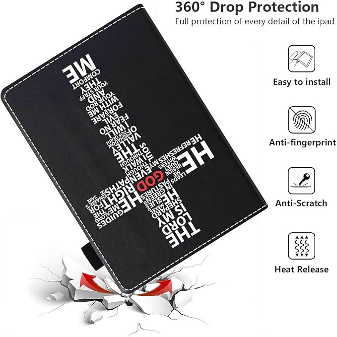 Case for Amazon Kindle Fire HD 10 &amp 10 Plus Tablet 10.1 (13th/11th Generation 2023/2021 Release) - PU Leather Folio Case with Smart Auto Wake/Sleep God Jesus Christian Cross