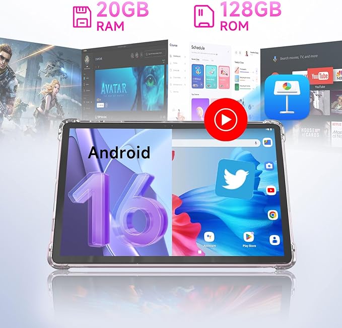11 inch 2 in 1 Tablet 20GB + 128GB Android 16 Tablet with Case 1TB Expandable 13MP Camera Octa-Core Processor 5G WiFi 8000MAH Battery 11'' IPS HD Touchscreen Tableta PC.