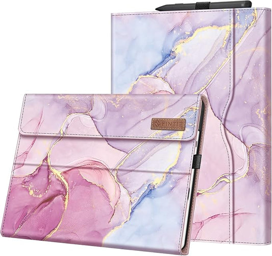 Fintie Case for 13 Inch Microsoft Surface Pro 11/10/9 - Multiple Angle Viewing Portfolio Business Cover with Pocket &amp Stylus Holder Compatible with Type Cover Keyboard Glitter Marble