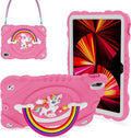 XZC Case for iPad (A16) 11th Generation 11 Inch 2025/ iPad 10th Generation 10.9 Inch 2022 Unicorn Heavy Duty Shockproof Rugged Cover with Built-in Stand/Strap (Hot Pink)