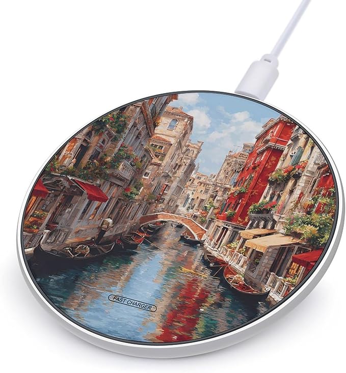 Venice Water City Fast Portable Charger 10W Funny Graphic Phone Charging Pad with USB Cable