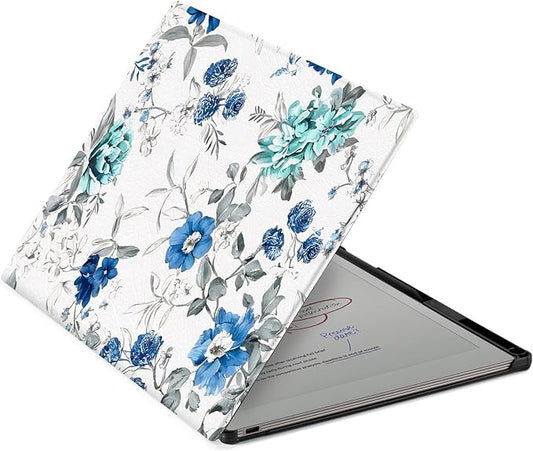 CoBak Case for Remarkable Paper Pro Color Tablet 11.8 2024 Released- Smart Auto Sleep/Wake Folio Lightweight Protective Cover with Built-in Pen Holder and Nibs Holder (Blue Floral)