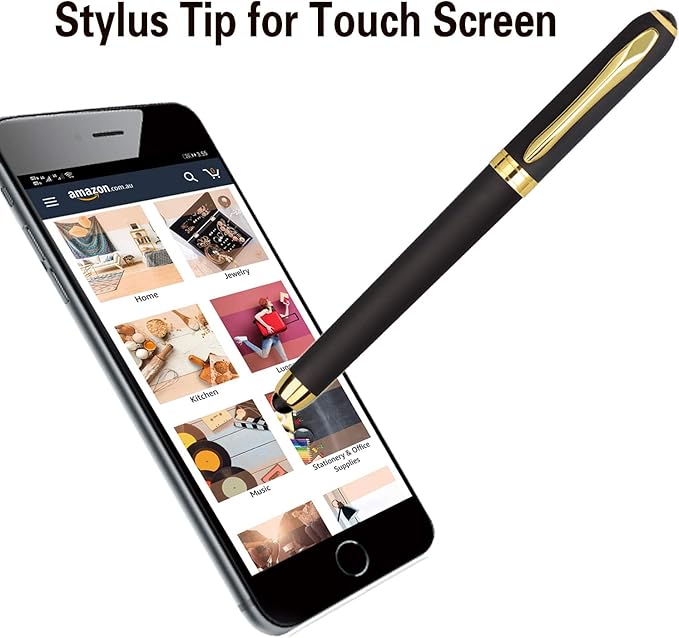 Gel Ink Rollerball Stylus Pen - 18 Pack1.0mm Gel Pen Bold Point2 in 1 Capacitive Stylus PenLarge Capacity Black InkWriting Smoothly for OfficeBusinessGiftMetal Gold Clip