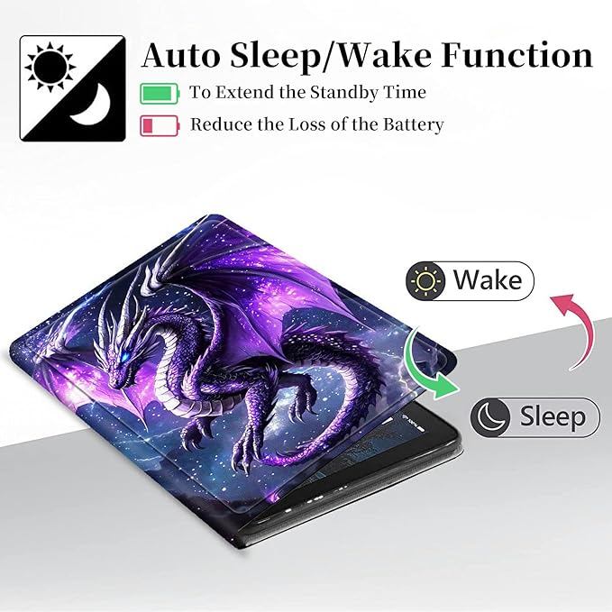 for Fire Hd 10 Tablet Case 11th/13th Generation 2021/2023 ReleaseHybrid Slim Multi-Angles Stand Cover for Kindle Fire HD 10 Plus 11th GenAuto Wake/Sleep-Purple Dragon Galaxy