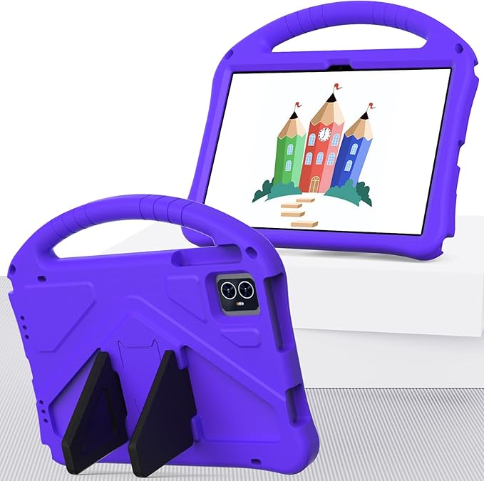 Kids Case Compatible with T-Mobile Revvl tab 2 (2025) 10.1 inch Lightweight EVA Shockproof Cover w/Stand Shoulder Strap Protective Case Compatible with T-Mobile Revvl tab 2 Tablet(Purple)