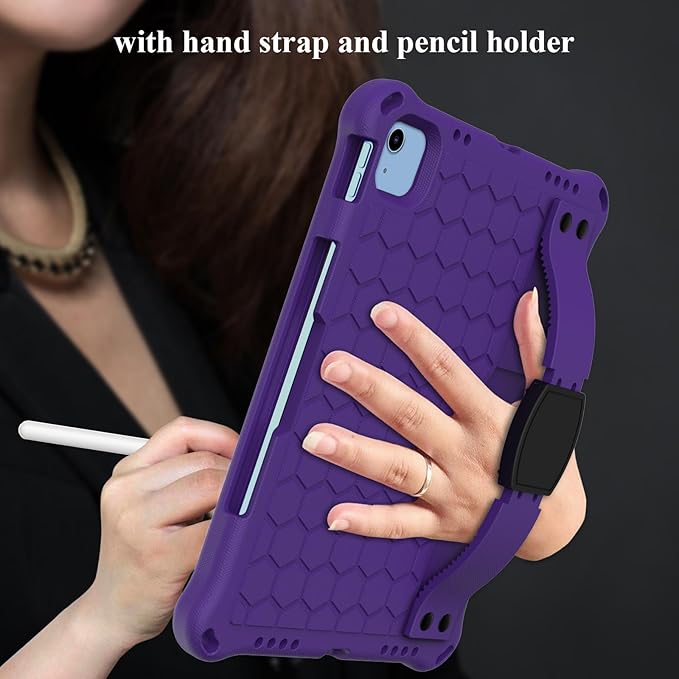 for iPad Air 11 inch M3/M2 Case 2025/2024 &amp iPad Pro 11 M4 (2024) &amp iPad (A16) 11th Gen 11 Inch 2025/iPad 10th Gen Cover 10.9 2022 with Stand/Pencil Holder/Hand Strap/Shoulder Strap Purple