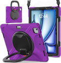 SCSVPN Case for iPad Air 13 inch M4 2026/ M3 2025/ M2 2024 &amp iPad Pro 12.9'' Case 6th/5th/4th/3rd Gen 2022 2021 2020 2018 Protective Cover with Pencil Holder Stand Handle Shoulder Strap Purpl