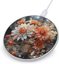 Orange Flowers Wireless Charger Fast Wireless Charging Pad with USB Cable 10W Anti-Slip Magnetic Wireless Charger Portable Slim Charger Puck Travel Charging Station