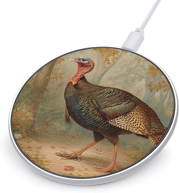 Wild Turkey Autumn Forests Fast Portable Charger 10W Funny Graphic Phone Charging Pad with USB Cable