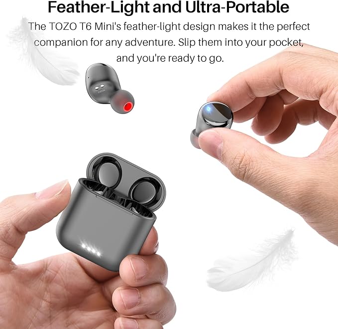 TOZO T6 Wireless Earbuds Bluetooth 5.3 Ear Buds Stereo Sound in Ear Headphones 50 Hours Playtime Wireless Charging Case APP Customizable EQs IPX8 Waterproof Earphones
