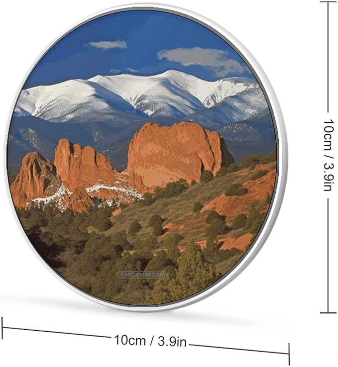 Pikes Peak Colorado Wireless Charger Fast Wireless Charging Pad with USB Cable 10W Anti-Slip Magnetic Wireless Charger Portable Slim Charger Puck Travel Charging Station