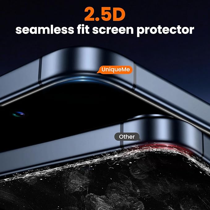 UniqueMe for iPhone 14 Screen Protector - [Military Grade Shatterproof &amp 9H+ Hardness] Screen Protector 14 Tempered Glass Full Coverage Protection Easy Installation 2 Packs
