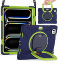 Batianda for New iPad Pro 13-inch Case 2025 M5 2024 M4 Chip Heavy Duty Rugged Durability Silicone Tablet Cover with 360° Rotating Ring Foldable Kickstand &amp Shoulder Strap Navy Green