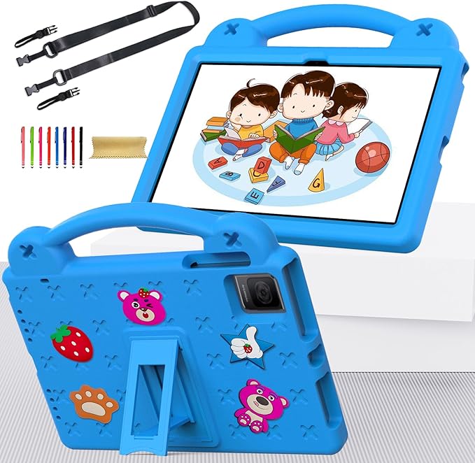 Revvl Tab 5G Tablet Case for Kids DIY Figures EVA Children Friendly Bumper Shockproof Lightweight Handle Stand with Shoulder Strap Tablet Case for T-Mobile Revvl Tab 5G 10.36 2023 SkyBlue