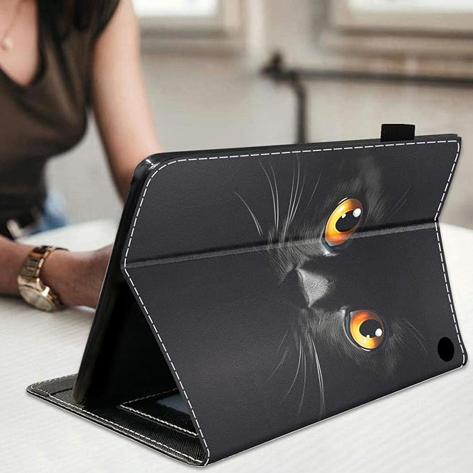 Case for All-New Amazon Fire Max 11 Tablet (11 Inch 13th Generation 2023 Release) Slim Folding Stand Folio Cover with Card Slot &amp Auto Wake/Sleep Cute Black Cat Face