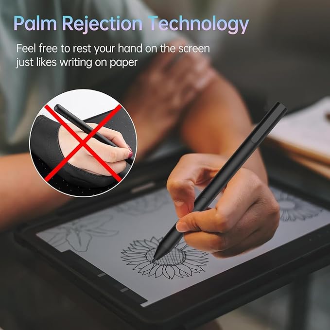 Pen for Surface Pro 11 2500 Working Hour 1024 Pressure Eraser &amp Right-Click Palm Rejection for Surface Pro 11/10/9/8/X/7+/7/6/5/4/3 Surface Go 1-4 Surface Laptop/Studio/Book 1-5 Kobo eReade