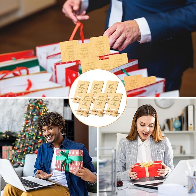 Ripeng 36 Pcs Employee Appreciation Gifts Bulk Bamboo Phone Stand for Desk Office Worker Thank You Gift for Administrative Assistant Team Coworkers Staff Nurse Teacher Week (Awesome Reminder)