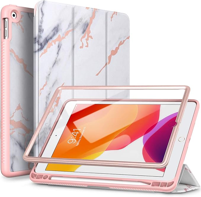 SURITCH Case for iPad 10.2 2021/2020/2019 (9th/8th/7th Generation) Shockproof Protective Smart Cover Case with Stand and Auto Sleep/Wake for iPad 10.2 Inch (Marble)