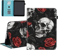 Case for iPad Air 11 (M3 2025 / M2 2024) iPad Air 4 &amp 5 10.9 Inch (2020/2022)Wallet PU Leather Folio Cover Multi-Angle Stand with Auto Wake/SleepSkull and Rose