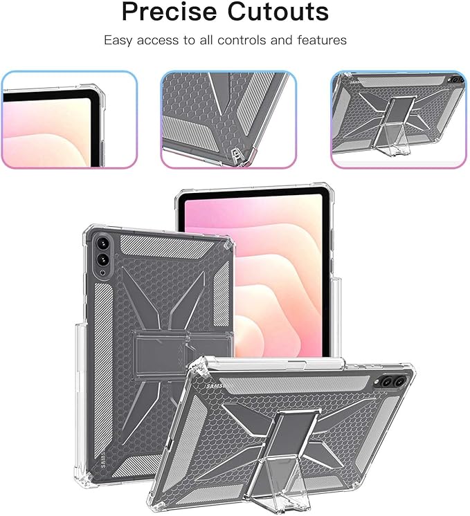 Foldable Stand Clear Case for Samsung Galaxy Tab S11 Ultra 14.6 inch with Pen Slot Clear TPU Back Cover &amp Heat Dissipation &amp Drop-Proof Two Angle Views