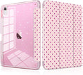 DONGKE for iPad Case 9th/8th/7th Generation 10.2 Inch (2021/2020/2019) Shockproof Glitter Acrylic Back with Trifold Stand Pencil Holder &amp Auto Sleep/Wake - Pink Polka Dot