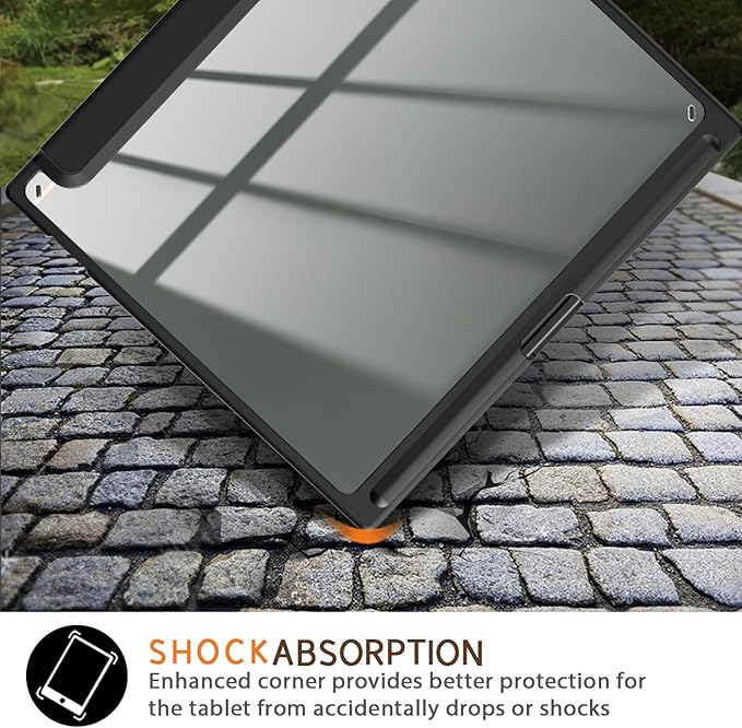 Case for BOOX Tablet Note Air 4 C/Note Air 3 C and B/W E Ink Tablet 10.3 ePaperSlim Drop Protection Tri-Fold Cover with Hard Shell Transparent Back and Pen Holder Stand Smart CoverBlack