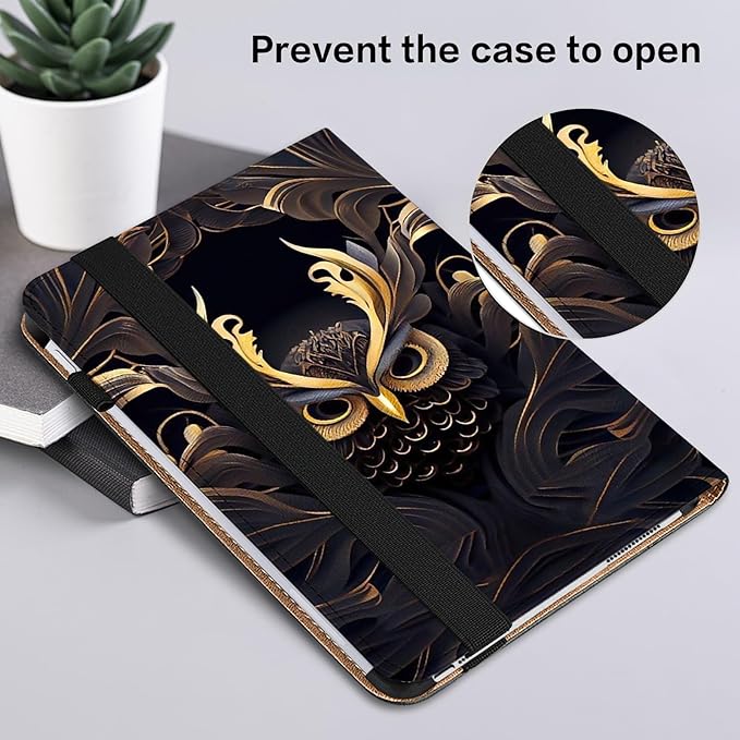 ALILANG Case for iPad Pro 13 inch M5/M4 (2025/2024) Tablet Case PU Leather Shockproof Folding Stand Cover with Card Holder and Pen Holder -Owl