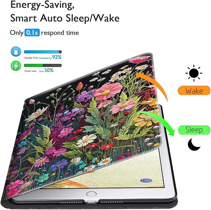 Case for All-New Fire 7 Tablet Case 7 12th Generation 2022 Release Lightweight Smart Cover PU Leather Adjustable Stand Protective Cover with Auto Wake/Sleep - Floral Flower