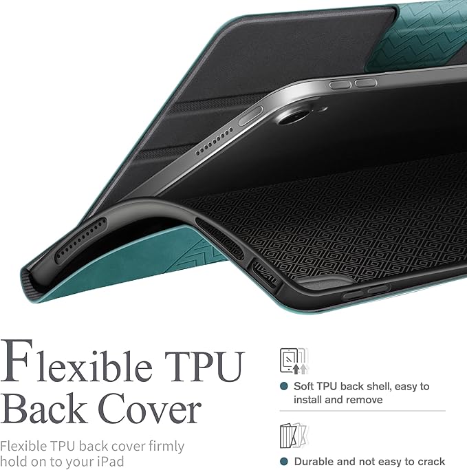 auaua Case for iPad (A16) 11th Generation 11 Inch 2025 iPad 10th Generation 10.9 Inch 2022 with Pencil Holder Auto Sleep/Wake Adjustable Stand PU Leather (Green)