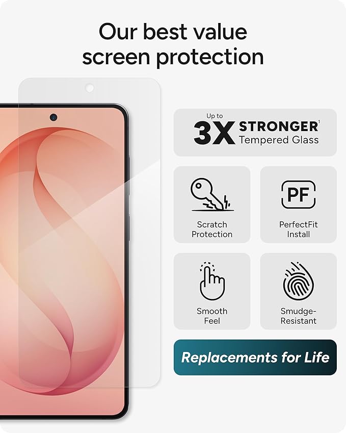 ZAGG Glass+ Samsung Galaxy S26+ Screen Protector - Impact &amp Shatter Protection 3x Stronger Tempered Glass Fingerprint Scanner Compatible Scratch Resistant InvisibleShield Easy Installation