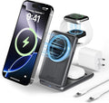 Acer 3 in 1 Charging Station for iPhone Wireless Charger Stand15W Fast MagSafe Charger for iPhone 17 16 15 14 13 12 Series-Apple Watch 11 10 9 8 7 6 5 4 3 2 SE and Ultra Series-Airpods 4 3 2 Pro