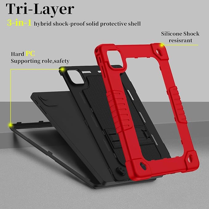 for Callsky-Tab Cpad 10 / Callsky-Tab Ctab 10 10.1 inch Tablet Case Kids Shockproof Cover with Kickstand Shoulder Strap and 2 Pcs Tempered Glass Screen Protector (RedBlack+2Pcs)