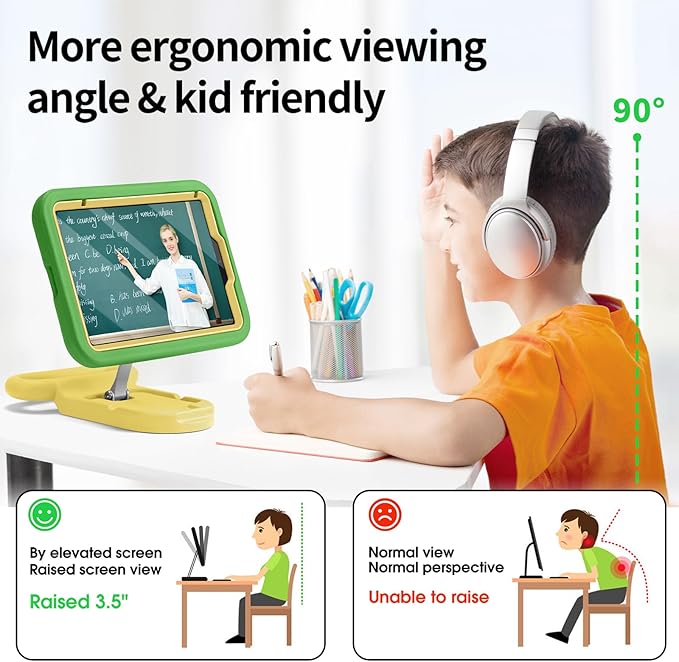 Kids Case for iPad mini 7 (A17 Pro) 2024 / iPad mini 6 2021 Adjustable Portrait/Landscape Stand Drop Proof Handle Kickstand Child Friendly with Screen Protector for iPad mini7th/6 8.3 inch(Green)