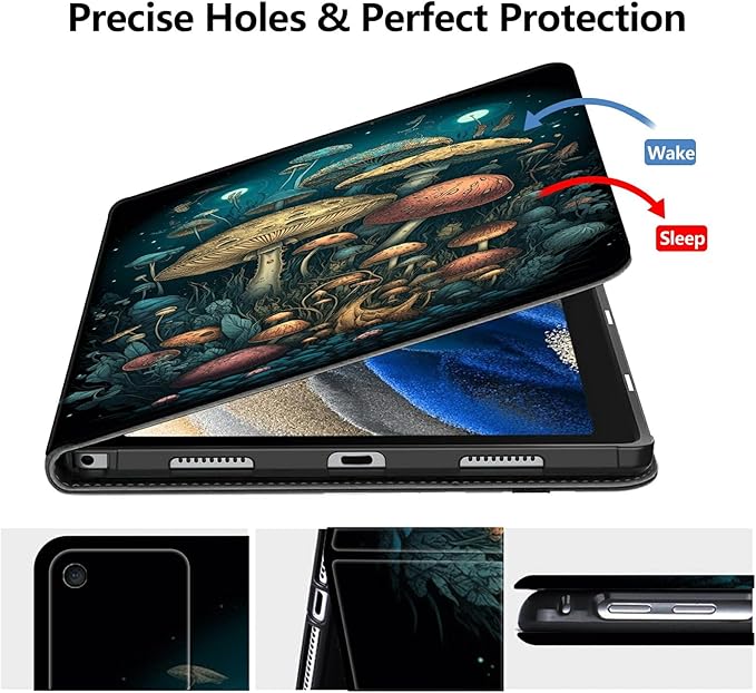 DIGTIALLL Case for Amazon Kindle Fire Max 11 Case (13th Generation 2023 Release) 11 PU Leather Smart Protective Cover with Auto Sleep/WakeMushroom Jellyfish